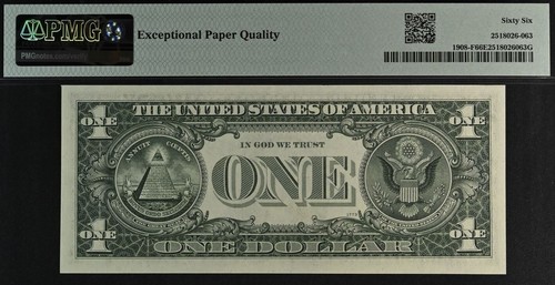 1974 1 $ Federal Reserve Schein PMG 66EPQ Juwel Geburtstag niedrige Seriennummer 00000270 - Bild 3 von 3