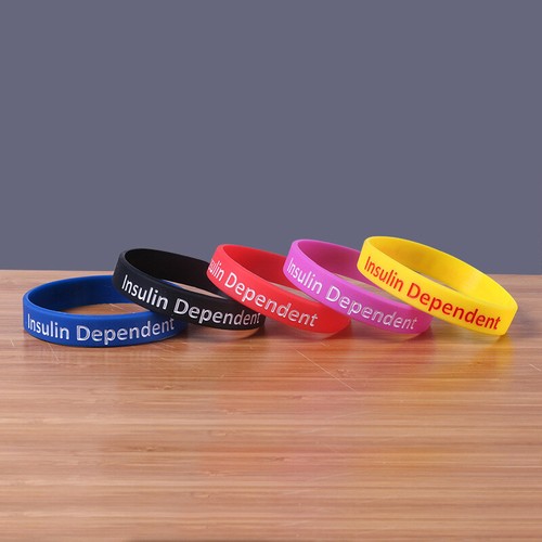 Silicone Bracelet Type 2 Diabetes Medical Alert Wristband Insulin Medical Band - Picture 2 of 7