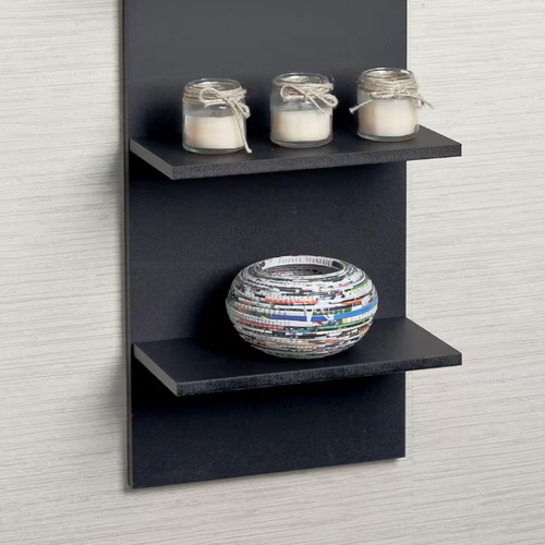 Hanging Wall Shelf 5 Narrow Vertical Shelves Modern Sleek Minimalist Black Decor - Picture 3 of 6