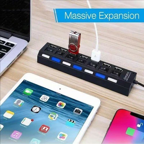 7-Port USB 2.0 Multi Charger Hub +High Speed Adapter ON/OFF Switch Laptop PC Lot - Picture 15 of 26