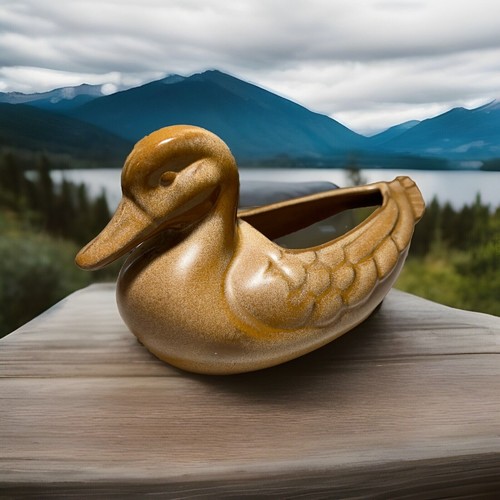 Maceta de cerámica Frankoma Mallard Duck 208A arcilla marrón tostado Sapulpa EE. UU. De colección - Imagen 2 de 10