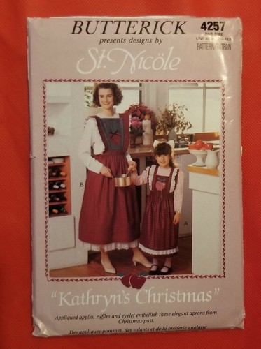 Butterick Uncut St Nicole Kathryn's Christmas Apron Adult and Child 4257 - Picture 1 of 3