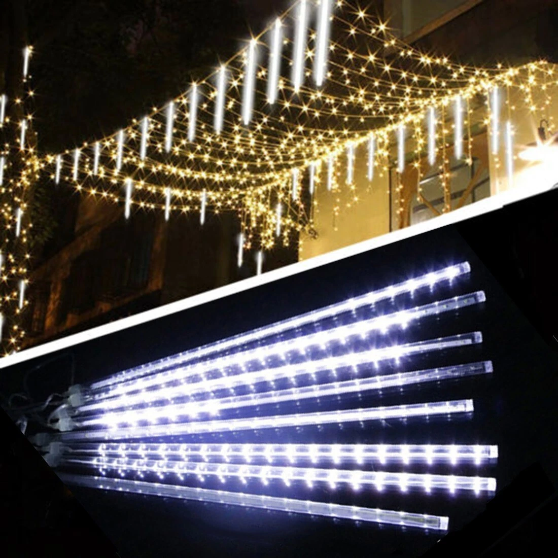 192 LED Meteor Shower Rain Light IP65 Home Garden Tree Xmas Indoor Outdoor Decor
