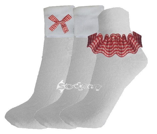 6 or 12 Pairs Girls Cotton Gingham Ankle Socks School All Sizes Baby to Adult - Picture 3 of 4