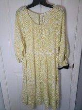 NWT By Anthropologie Tiered Puff-Sleeve Dress Size S Yellow CP8450