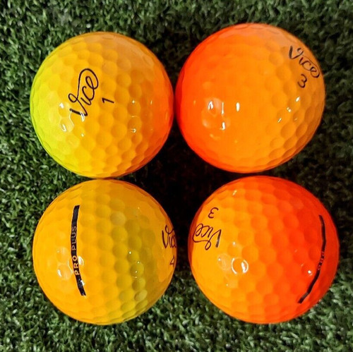 24 Vice Pro/ Plus Shade Yel & Orange, Red & Orange Golf Balls  5A Used Excellent