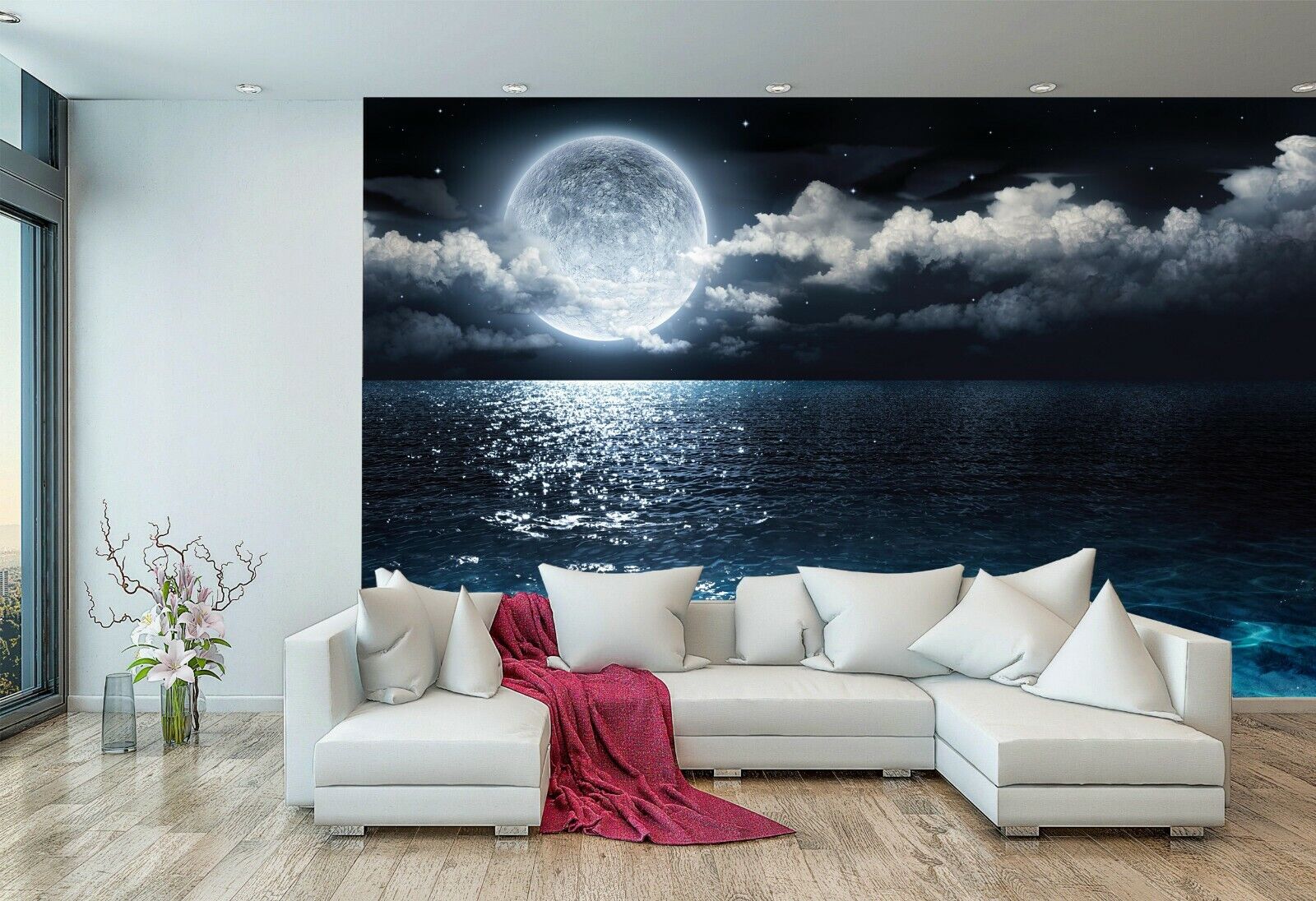 Sea Beach Night Moon Clouds Stars Wall Mural Photo Wallpaper Bedroom Decoration | eBay Sea Beach Night Moon Clouds Stars Wall Mural Photo Wallpaper Bedroom Decoration | eBay