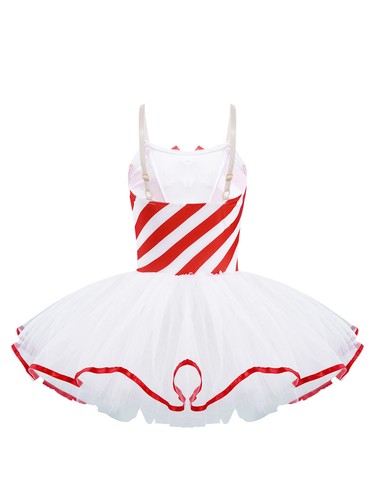 Kids Girls Sequin Striped Dancewear Costumes Christmas Mesh Tutu Dress Leotard - Picture 54 of 98