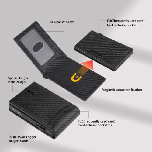 Wallets for Men,Slim Detachable Dual use Leather Slots Credit Card Holder, RFID - Picture 5 of 7