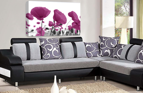 Blumen Wandbild Lila Wohnzimmer Schlafzimmer Gerahmtes Leinwandbild Fertig zum Aufhängen - Bild 2 von 6