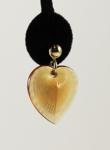 LALIQUE "TELLINE" SHELL COEUR HEART LOVE AMBER TONE CRYSTAL DROP EARRINGS - Picture 4 of 6