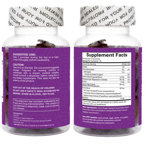 Dreamy Sleep 60 Gummy Melatonin 5mg Vitamin D, Magnesium, Lemon Balm Extract - Picture 3 of 14
