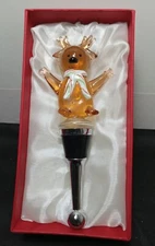 Wine Bottle Stopper by LSArts Gifts Essentials Reindeer Friend NIB Blown Glass