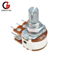 5PCS B10K Dual Stereo Potentiometer Pots Linear Taper Splined Shaft 15mm 6Pin