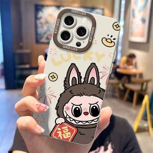 Lucky Labubu Angel Eyes Phone Case Skin For iPhone 11 12 13 14 15 16 Pro Max - 第 9/9 張圖片