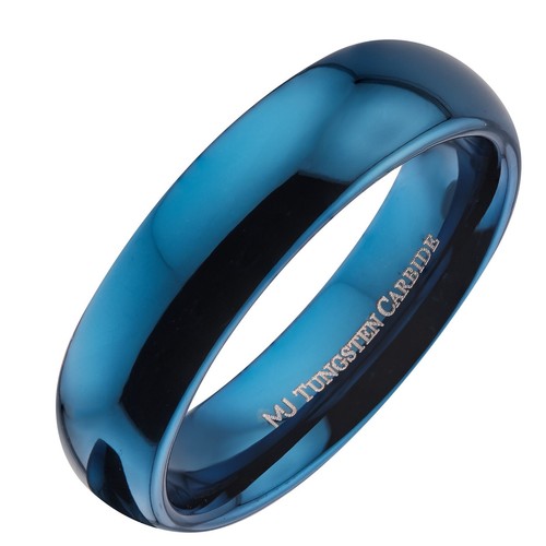 3, 5, 6, or 8mm Blue Plated Inside and Outside Tungsten Carbide Wedding Ring - Picture 13 of 15