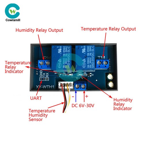 10A Thermostat Temperature & Humidity Controller Module SHT20 Sensor DC 6V-30V - 第 5/11 張圖片