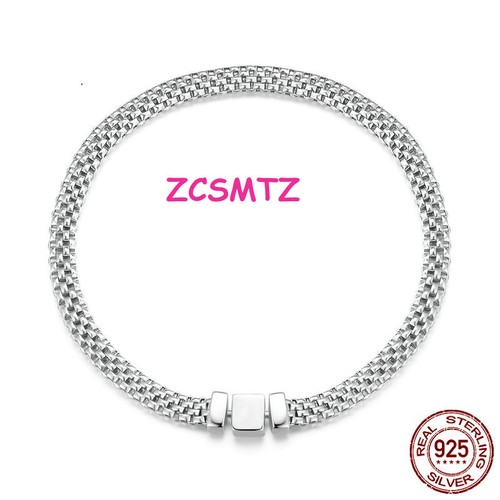 Neu Geflochtenes Basic-armband S925 Sterling Silber Plattiert Weißgold-armband - Bild 1 von 15