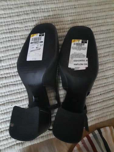 M&S Womens Teal Leather Block Heel Slingback Sandals Shoes Size 6.5 - Picture 9 of 11