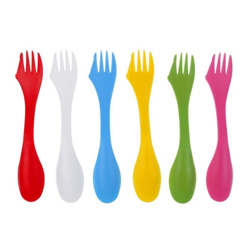6 Pcs Camping Utensils Spork   Gadget Spoon Fork Cutlery - Picture 1 of 6