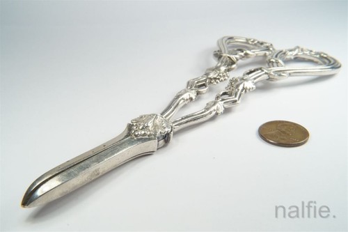 ANTIQUE VICTORIAN ENGLISH SILVER GRAPE SCISSORS c1856 MARTIN HALL & Co SHEFFIELD - Picture 3 of 8