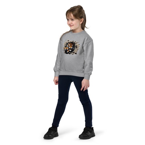 Kids Tiger crewneck sweatshirt, fun animal jumper gift idea for big cat lovers - Picture 4 of 16