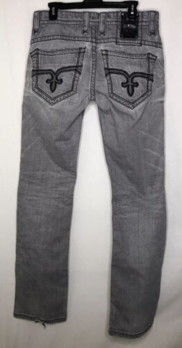 Rock Revival Denim Jeans Men's Size 32 Russel Straight Distressed Pants 32 x 42 - Picture 2 of 9