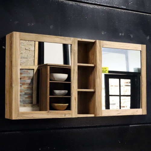 MALAYA Spiegelschrank Badspiegel Wandspiegel Teak 140x70x18 cm - Bild 3 von 6