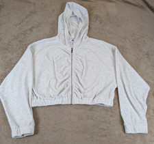 Juicy Couture Gray Velour Hoodie Sweatshirt Women s Size M Full Zip Logo