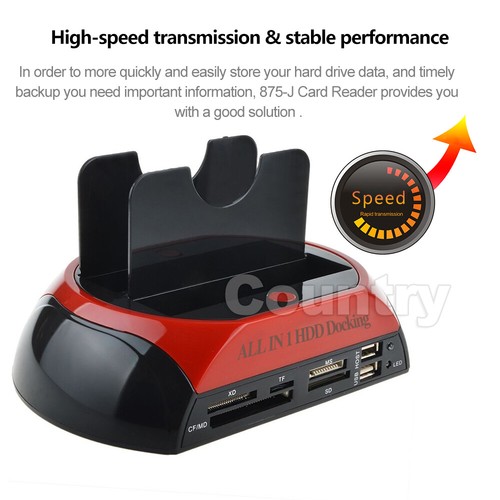 HDD Docking Station Dual 2.5"/3.5" SATA/IDE Hard Disk Drive Dock OTB Card Reader - Picture 6 of 10