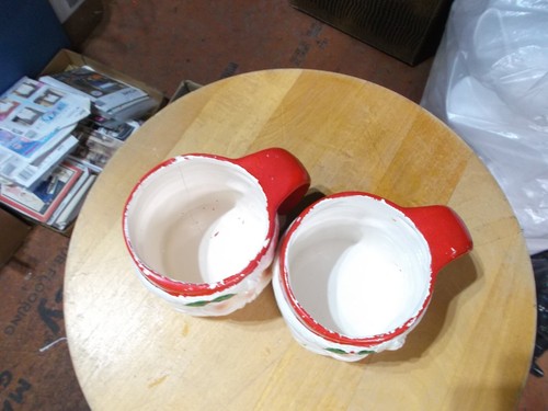 Vintage Ceramic Santa Face 3” Mugs Christmas Kitsch Retro MCM (2) - Picture 2 of 7