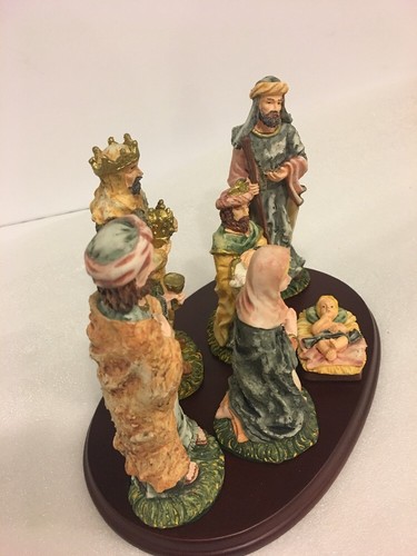 -Decoraciones navideñas ""ha nacido un niño"" conjunto de 7 piezas de nacimiento en caja - Imagen 3 de 12