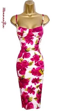 Karen Millen Size UK 12 VINTAGE BODYCON PINK ROSE COCKTAIL WIGGLE DRESS
