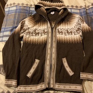 EUC-100-Alpaca-sweater-With-A-Hood-From-Alpaca-Warehouse-Women-s-Medium-Brown