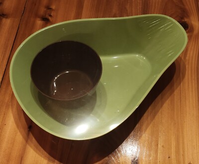 NEW 9x13 Avocado Chip Dip Plastic Green Snack Bowl 84oz-Brown Dip Bowl 15oz