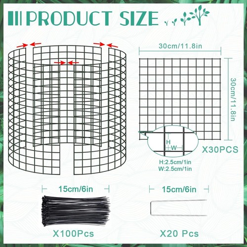 Effective 10 Pack Metal Mesh Plant Protectors with Nylon Ties & Stakes - 30 PCS - Picture 4 of 8