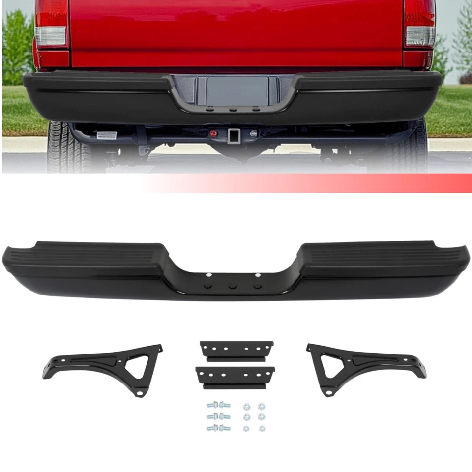 New Black Rear Step Bumper Assembly For 1994-2001 RAM 1500 1994-2002 Ram 2500 - Image 2 of 4