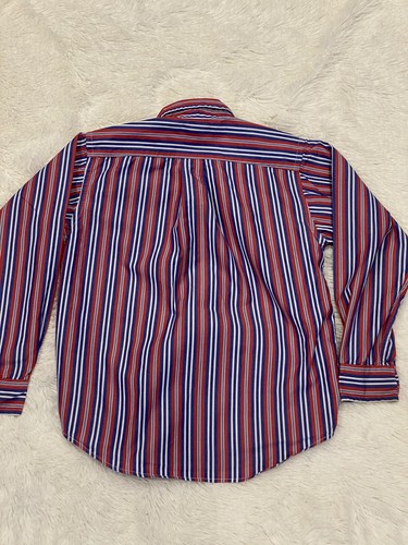 Boys Ralph Lauren Button Down Shirt Sz 7 Blue Red Stripe Pony - Picture 3 of 7