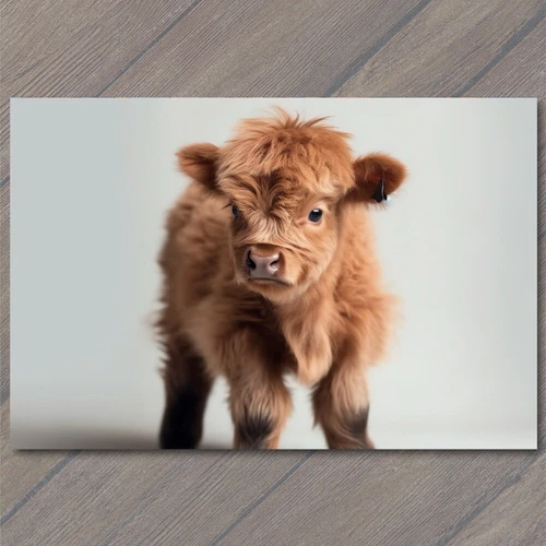 4x6" mini mousse adorable bébé vache des Highlands mignon veau vache câlin floue - Photo 1 sur 1
