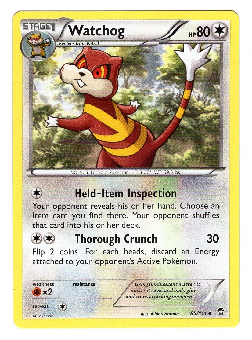 Pokemon TCG Watchog XY Furious Fists 85/111 Regular Uncommon Card NM