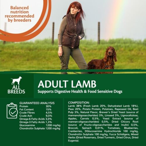 Natural Adult Lamb Dry Dog Food, 10kg - Grain-Free, Heart Healthy Nutrition - Picture 5 of 8