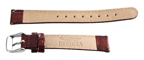 Invicta Womens 16mm Brown Genuine Leather Watch Band Strap Silver Pin Buckle - Picture 3 of 4
