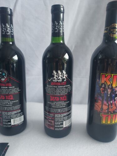 3 Flaschen Vintage Grateful Dead Calif. Red Unwine Skeletons Face +1 KISS - Bild 7 von 10