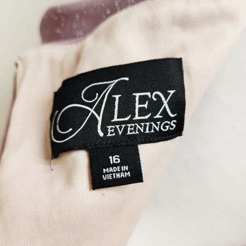 Alex Evenings Mauve Patty Dress Sparkle Draped Gown Cold-Shoulder Size 16 Wear - Picture 4 of 11