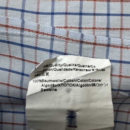 Hugo Boss Men’s Sharp Fit Long Sleeve Button-up Shirt Size 16 Blue/Orange Check - Picture 11 of 11