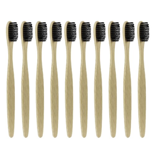 20Pcs Bamboo Toothbrush Natural Organic Medium Soft Healthy Brush Black USA - Picture 1 of 10