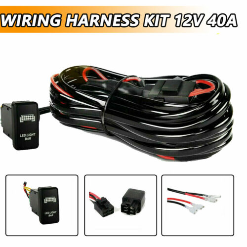Universal Car Boat LED Light Bar Rocker Switch Relay Wiring Harness Kits 12V 40A - Picture 2 of 12