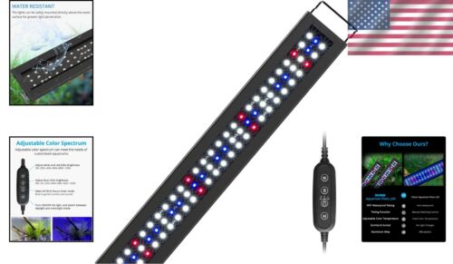 LED Aquarium Light with Timer – Full Spectrum for 48-60 Inch Freshwater Tanks - Picture 2 of 10