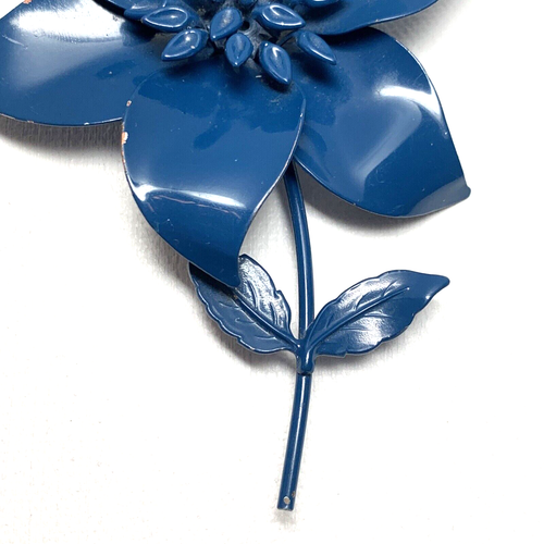 Vintage Navy Blue Enamel Flower Brooch Pin - Picture 16 of 23