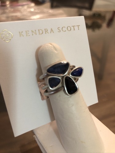 Kendra Scott Ivy/ Set Of 3  Stackable Rings  Blue Stone/Silver Color size 6 - Picture 2 of 5